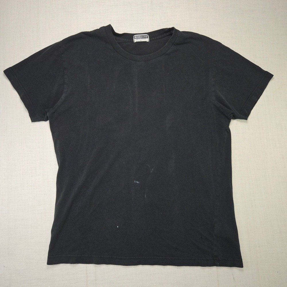 VTG Giordano T Shirt Black Mens XL Short Sleeve Crew Neck Plain Basic Cotton Tee